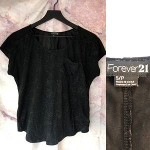 Loose Black Shirt with Light Gold Flower Design